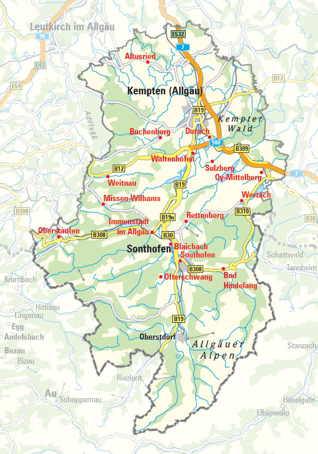 Landkarte Oberallgäu